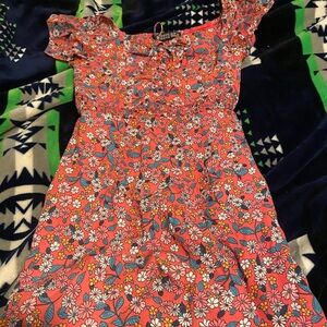 Floral Pink Dress with Short Sleeves